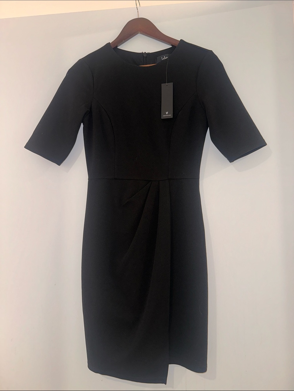 Lulu's Black Midi Sheath Dress with Short Sleeves